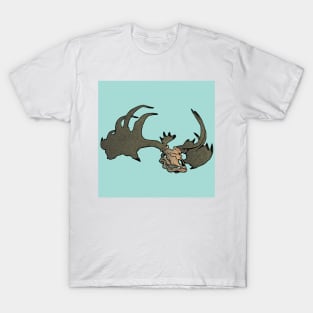 antlered skull of a prehistoric deer T-Shirt